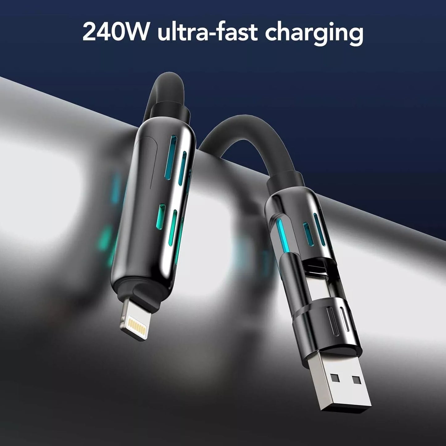 QIAWI -4-in-1 Multi USB Charging Cable 240W 4 ft (1.5 meters)