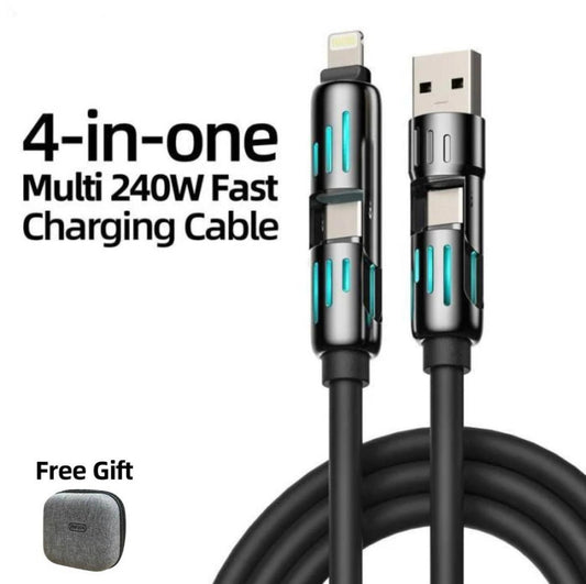 QIAWI -4-in-1 Multi USB Charging Cable 240W 4 ft (1.5 meters)